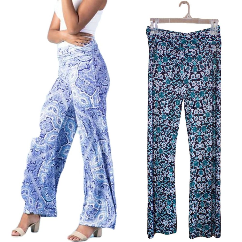 NWT Honey & Lace Fold Over Waist Printed Pants